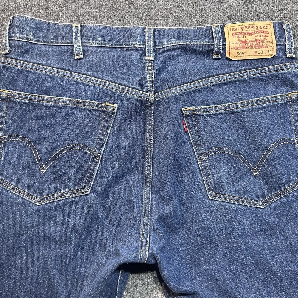 Levi's 505 Regular Straight Leg Blue Denim Jeans 38x32 Y2K Vintage